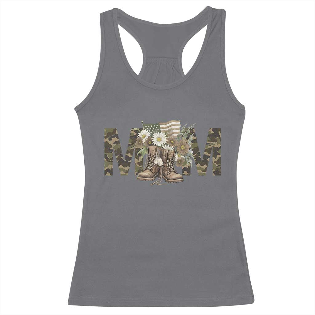 Military Army Mom Floral Combat Shoes Racerback Tank Top