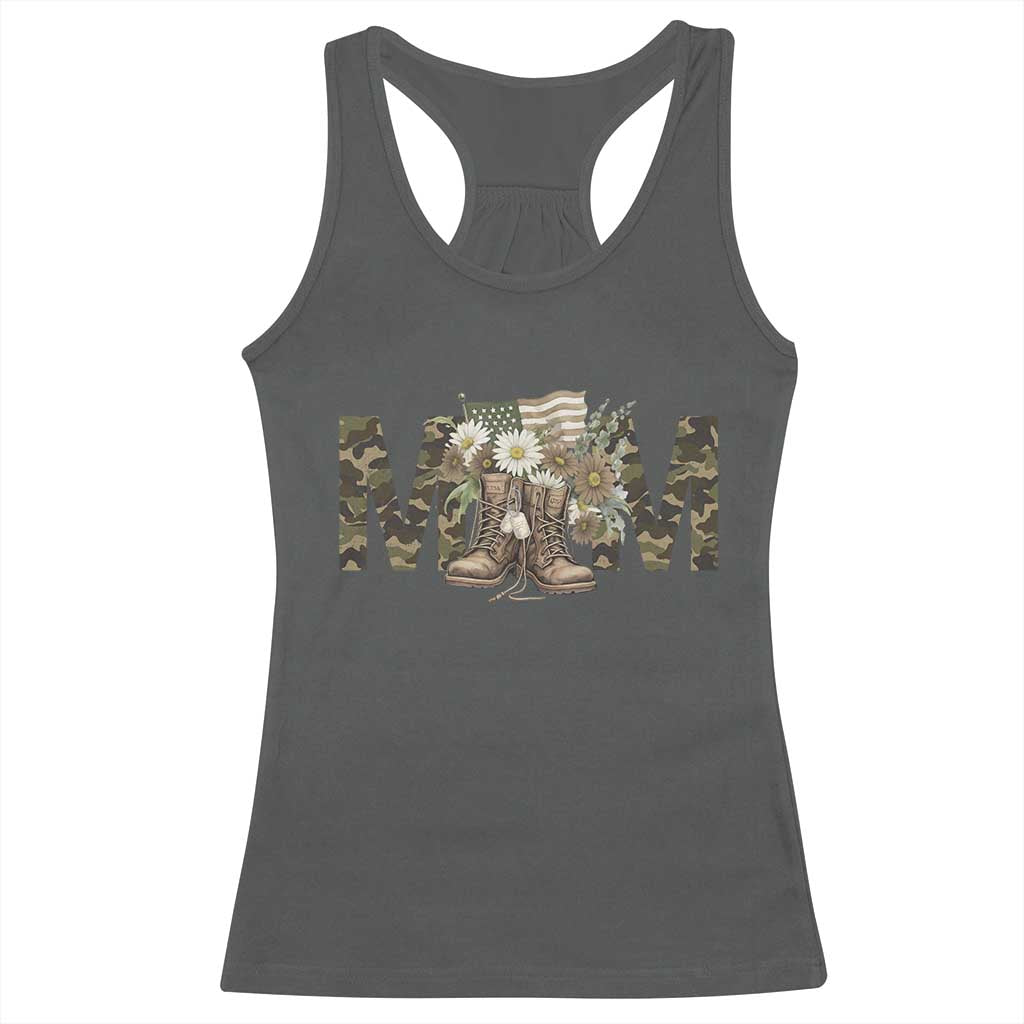 Military Army Mom Floral Combat Shoes Racerback Tank Top