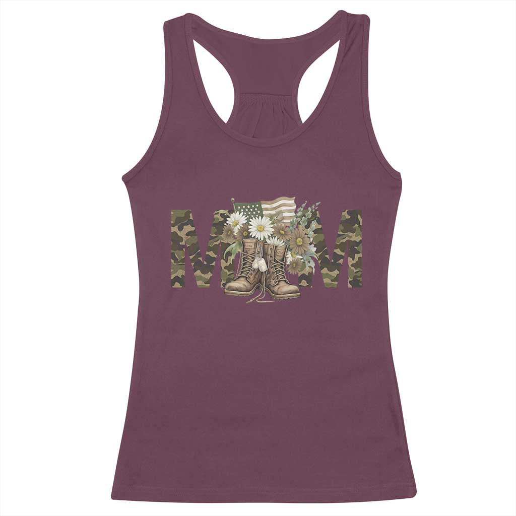 Military Army Mom Floral Combat Shoes Racerback Tank Top