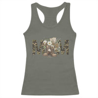 Military Army Mom Floral Combat Shoes Racerback Tank Top