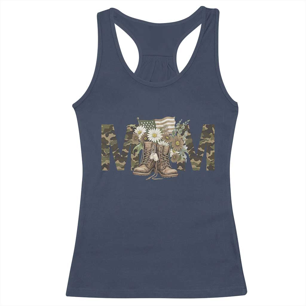 Military Army Mom Floral Combat Shoes Racerback Tank Top