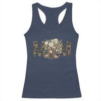 Military Army Mom Floral Combat Shoes Racerback Tank Top