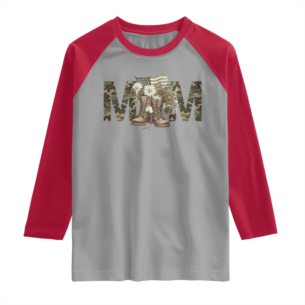 Military Army Mom Floral Combat Shoes Raglan Shirt