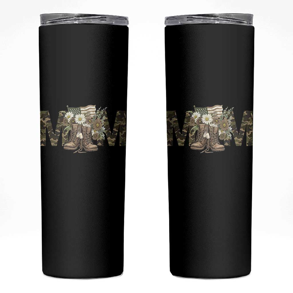 Military Army Mom Floral Combat Shoes Skinny Tumbler