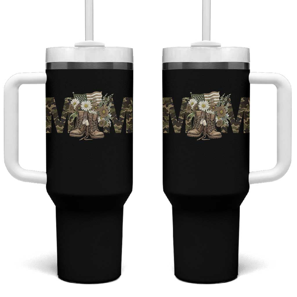 Military Army Mom Floral Combat Shoes Tumbler With Handle