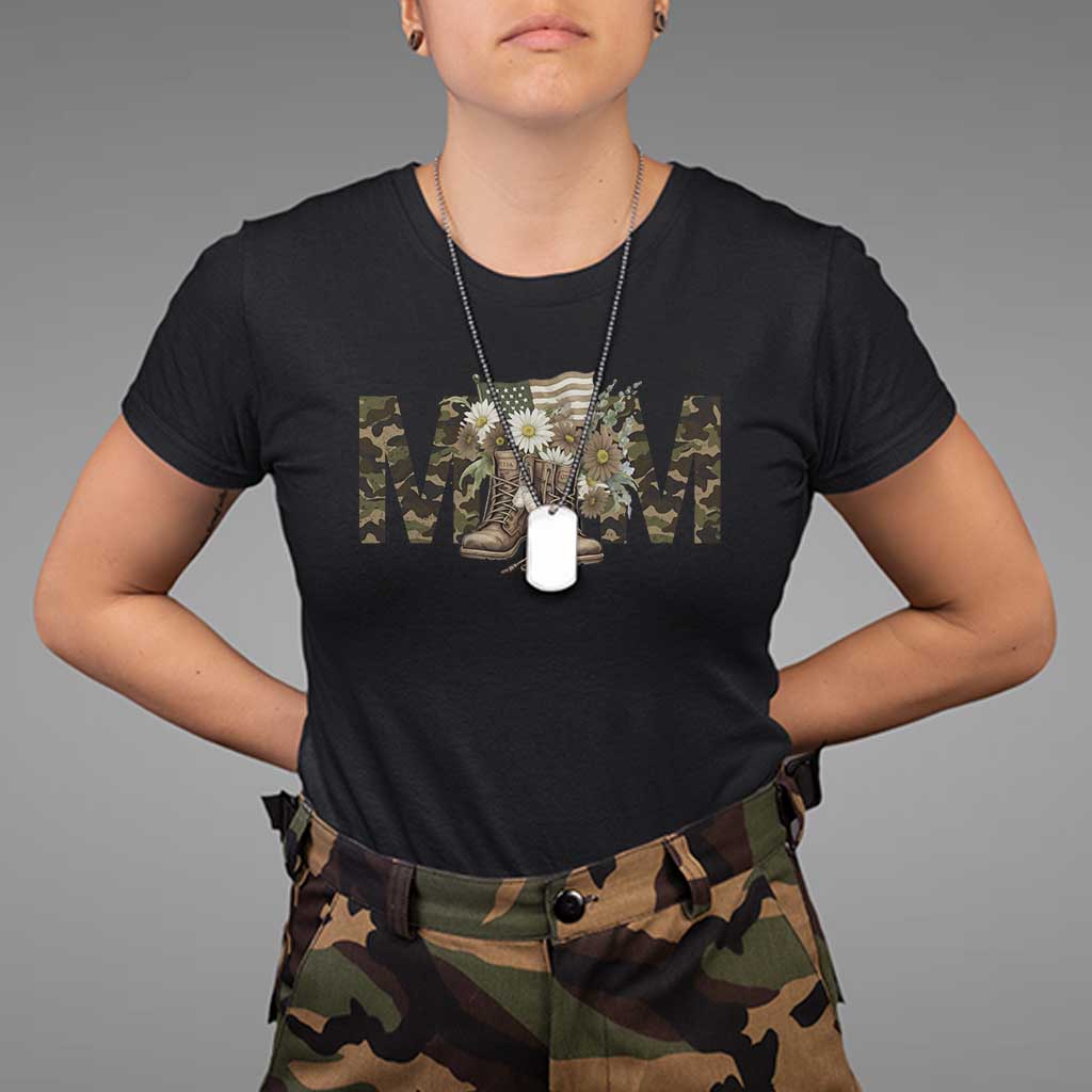 Military Army Mom Floral Combat Shoes T Shirt TS11