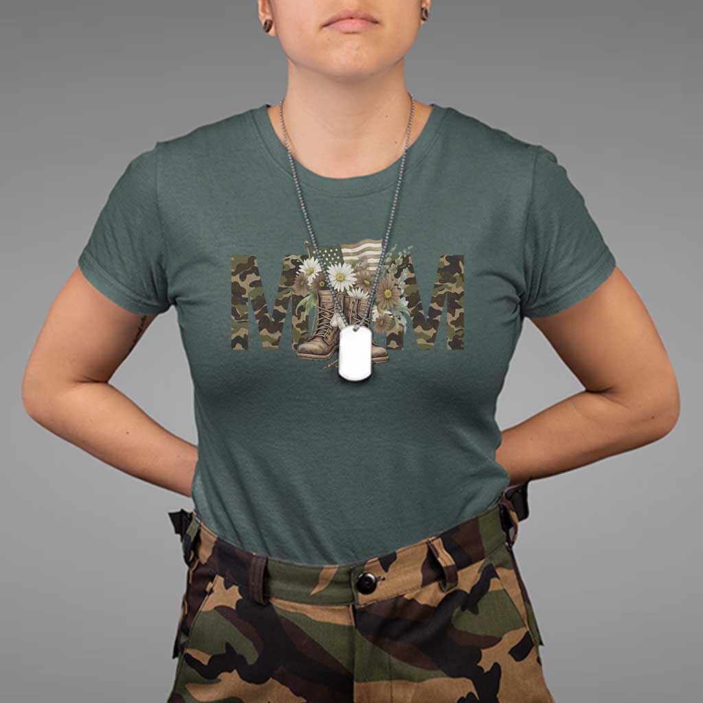 Military Army Mom Floral Combat Shoes T Shirt TS11