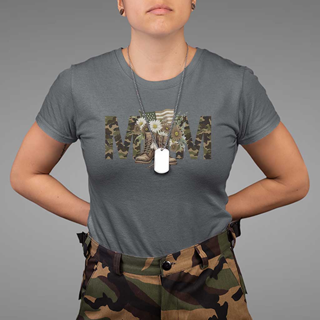 Military Army Mom Floral Combat Shoes T Shirt TS11