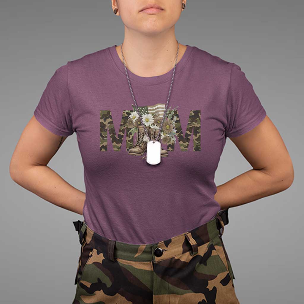 Military Army Mom Floral Combat Shoes T Shirt TS11