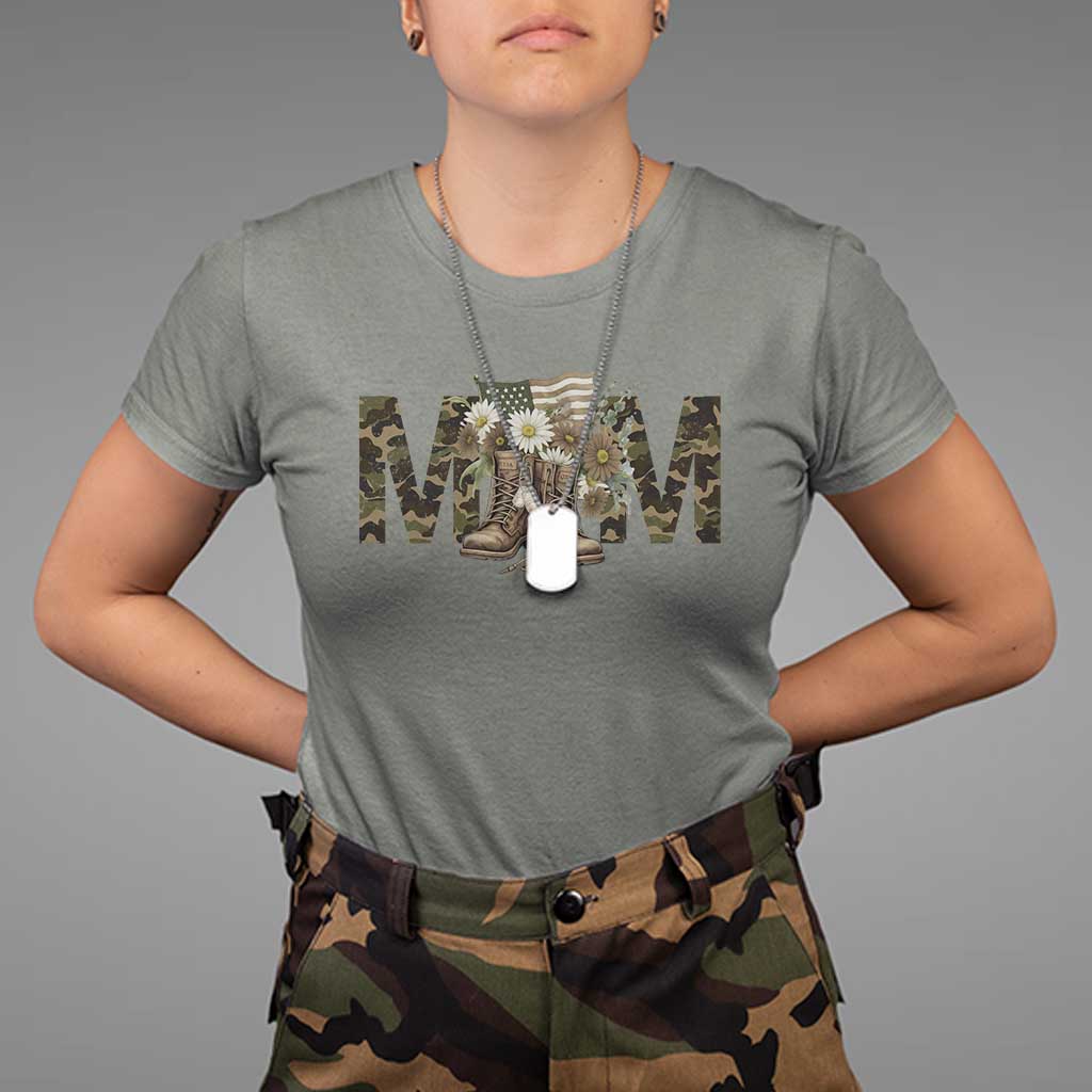 Military Army Mom Floral Combat Shoes T Shirt TS11