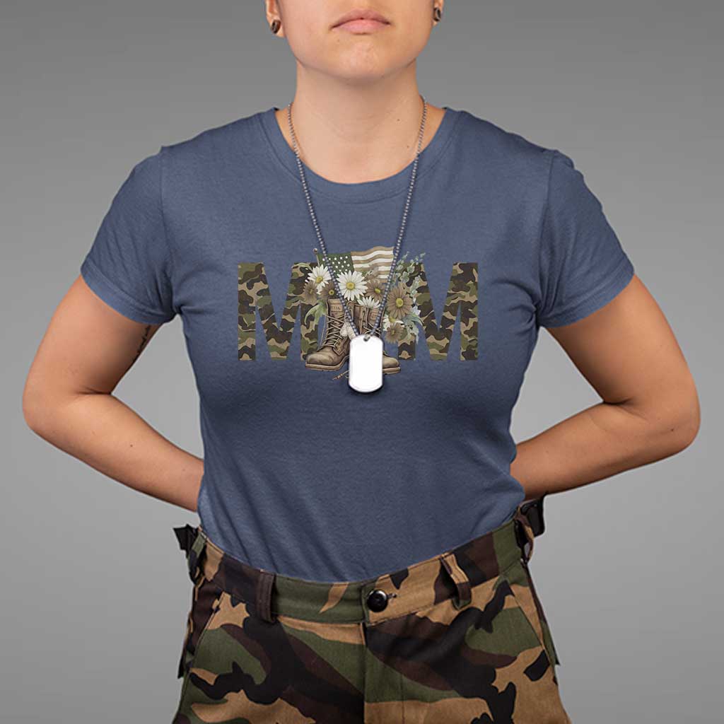 Military Army Mom Floral Combat Shoes T Shirt TS11