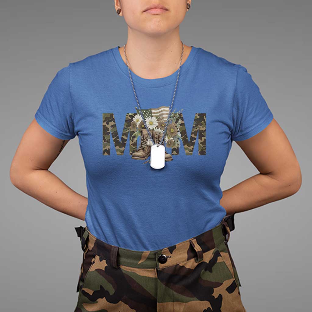 Military Army Mom Floral Combat Shoes T Shirt TS11