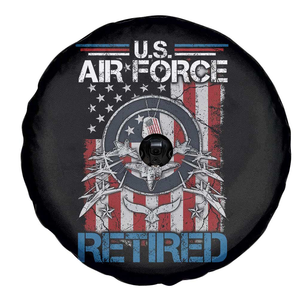 Veteran US Air Force Retired Spare Tire Cover Vintage American Flag