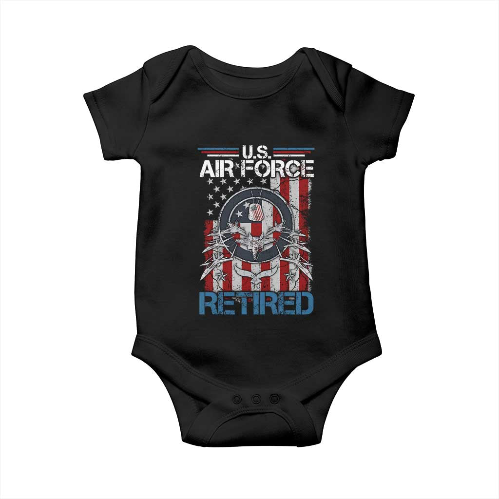 Veteran US Air Force Retired Baby Onesie Vintage American Flag