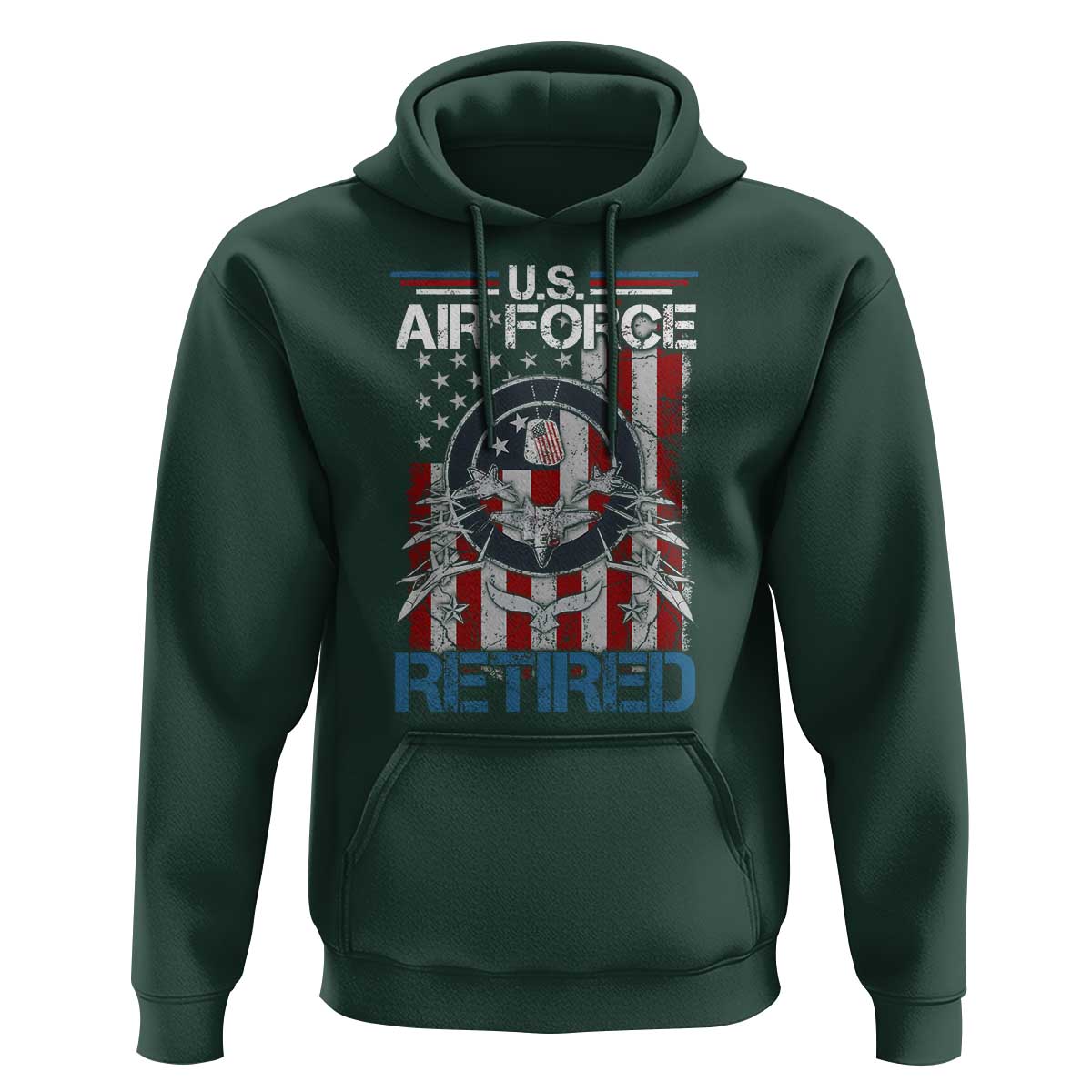 Veteran US Air Force Retired Hoodie Vintage American Flag
