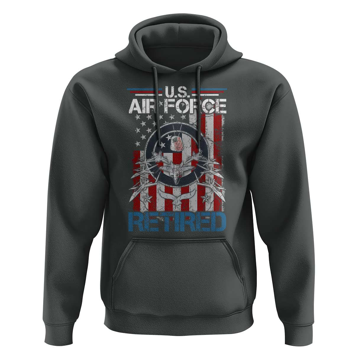 Veteran US Air Force Retired Hoodie Vintage American Flag