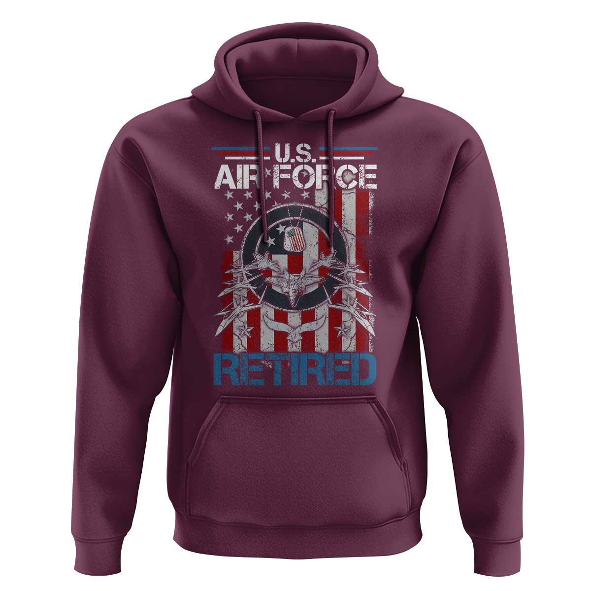 Veteran US Air Force Retired Hoodie Vintage American Flag