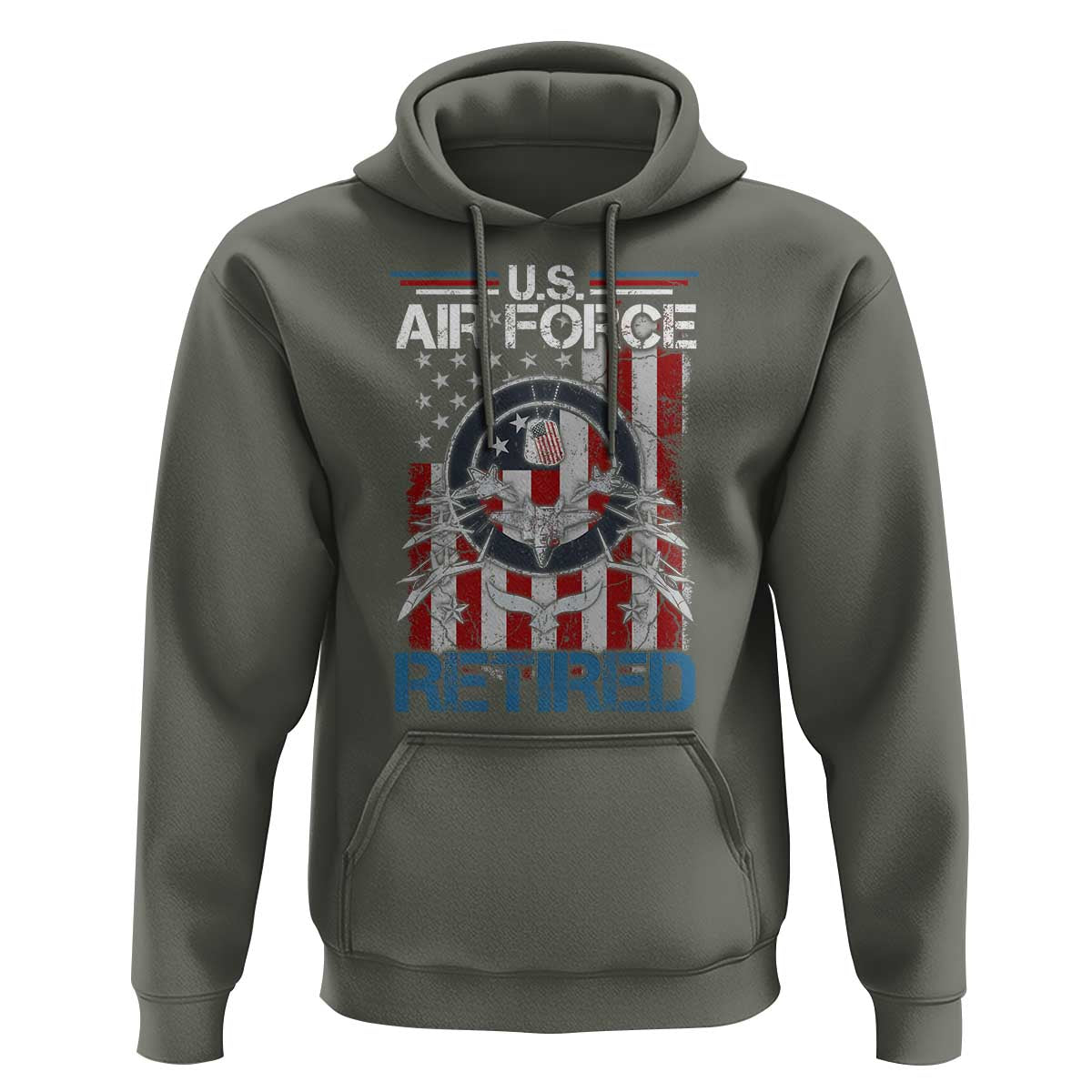 Veteran US Air Force Retired Hoodie Vintage American Flag