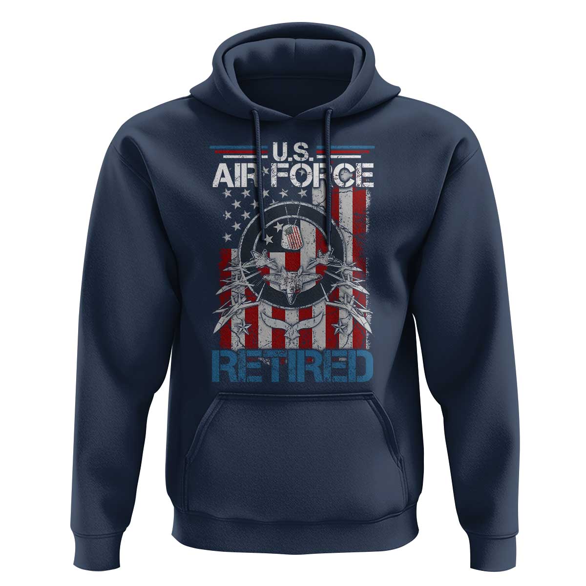Veteran US Air Force Retired Hoodie Vintage American Flag