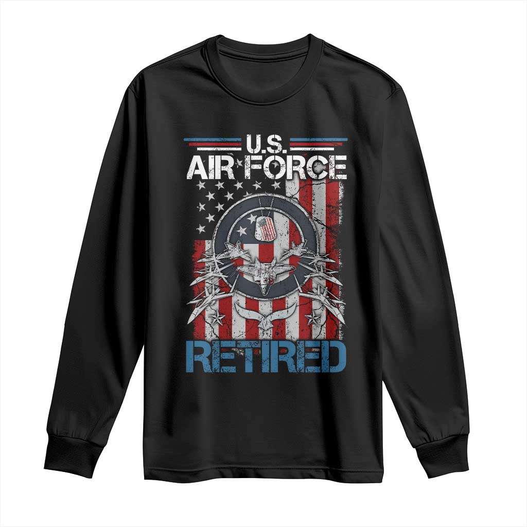 Veteran US Air Force Retired Long Sleeve Shirt Vintage American Flag