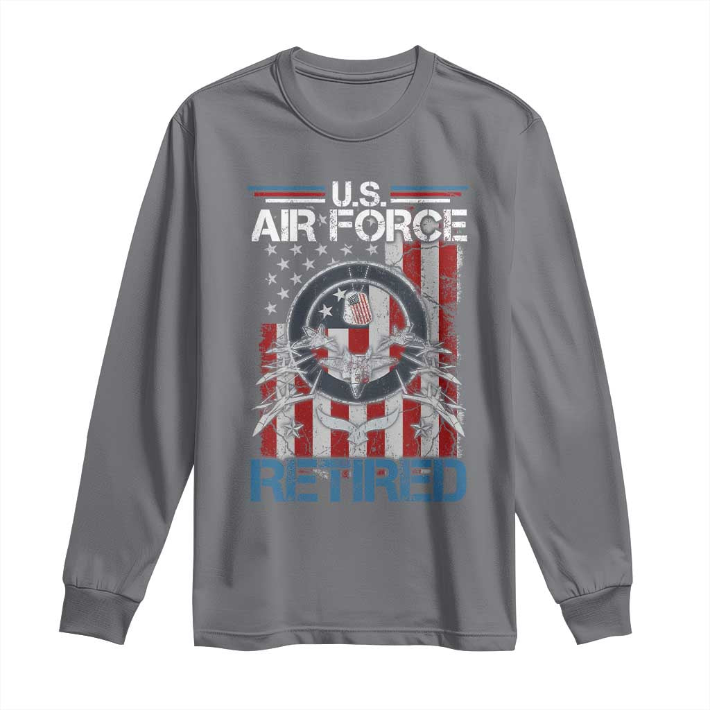 Veteran US Air Force Retired Long Sleeve Shirt Vintage American Flag