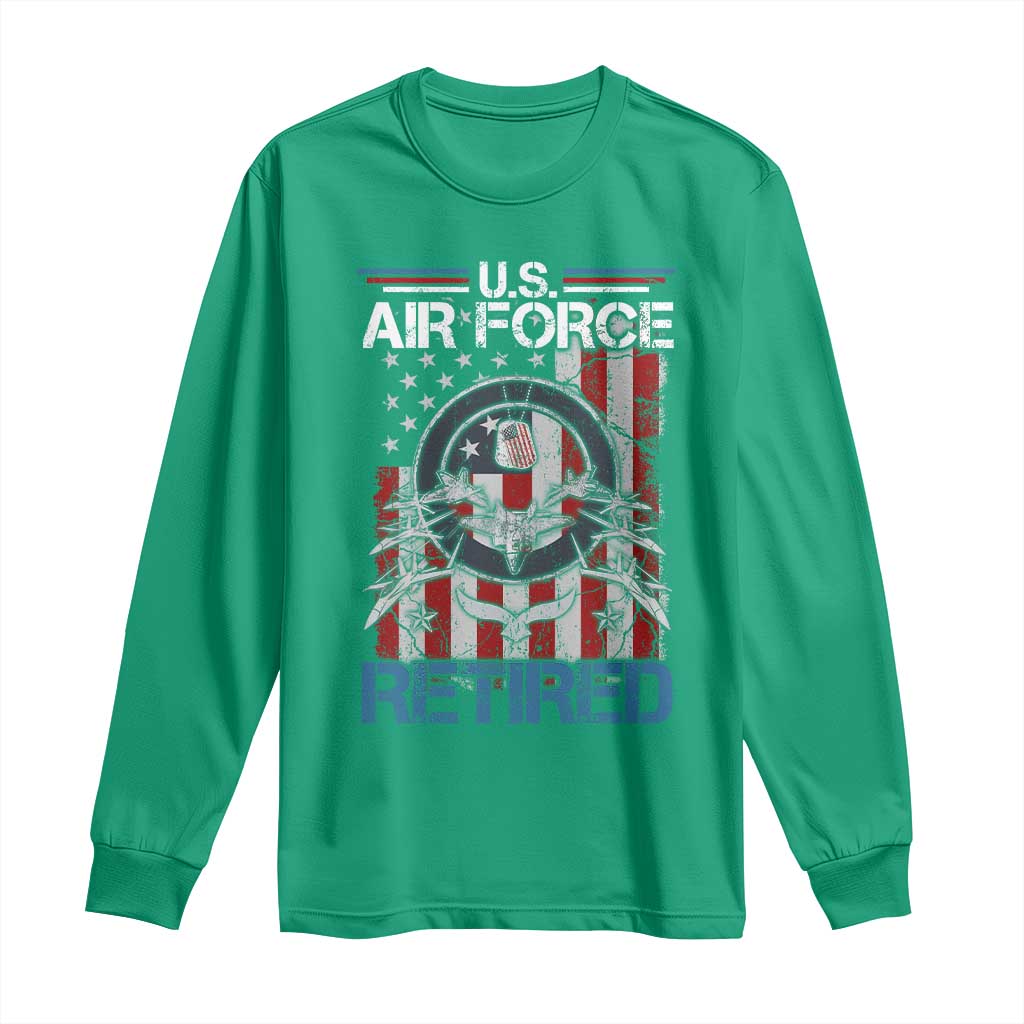Veteran US Air Force Retired Long Sleeve Shirt Vintage American Flag