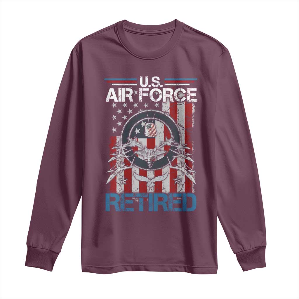 Veteran US Air Force Retired Long Sleeve Shirt Vintage American Flag