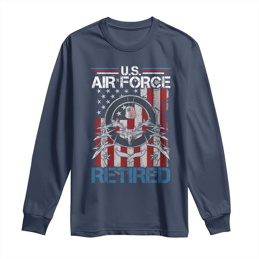 Veteran US Air Force Retired Long Sleeve Shirt Vintage American Flag
