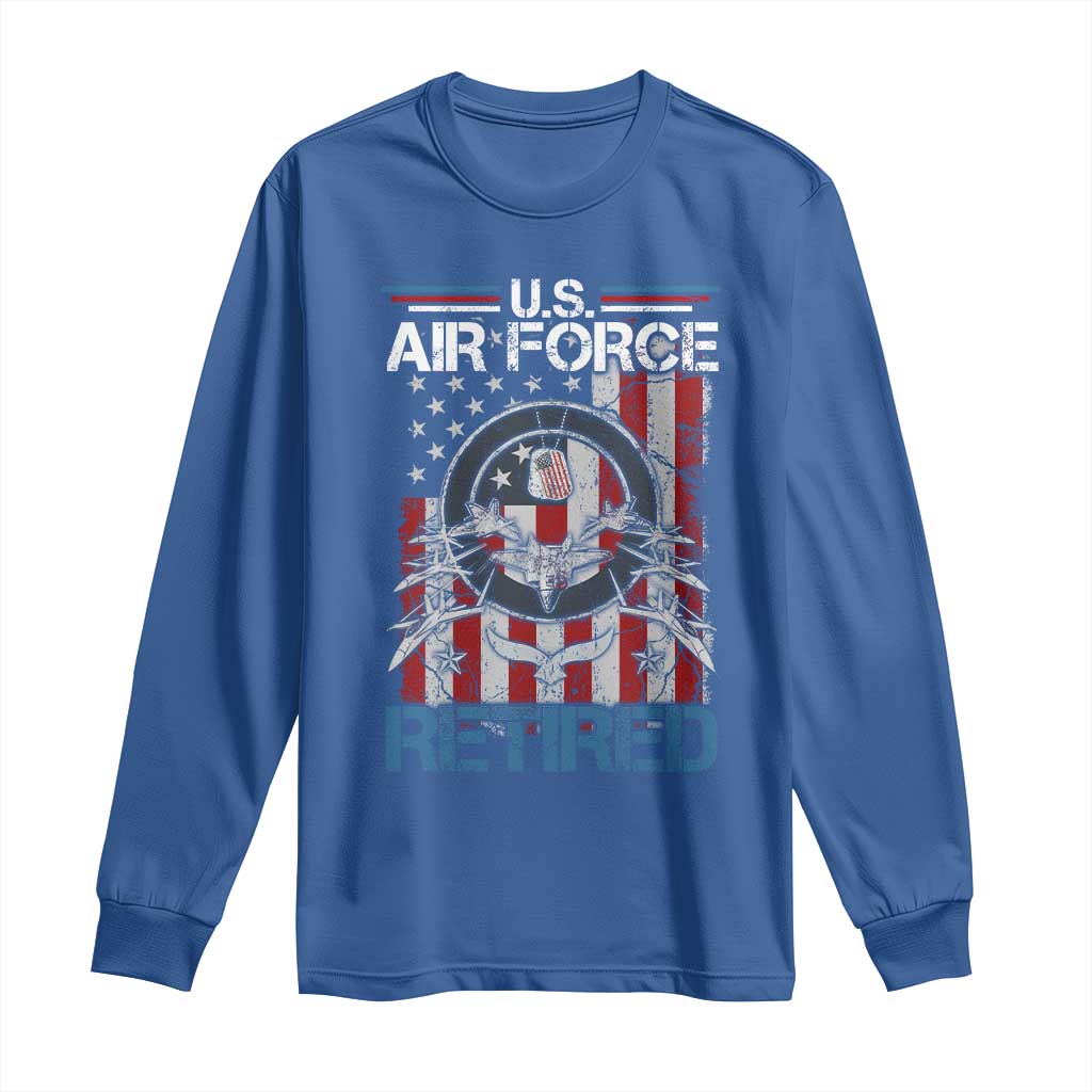 Veteran US Air Force Retired Long Sleeve Shirt Vintage American Flag