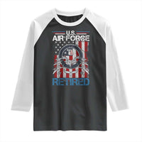 Veteran US Air Force Retired Raglan Shirt Vintage American Flag