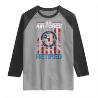 Veteran US Air Force Retired Raglan Shirt Vintage American Flag