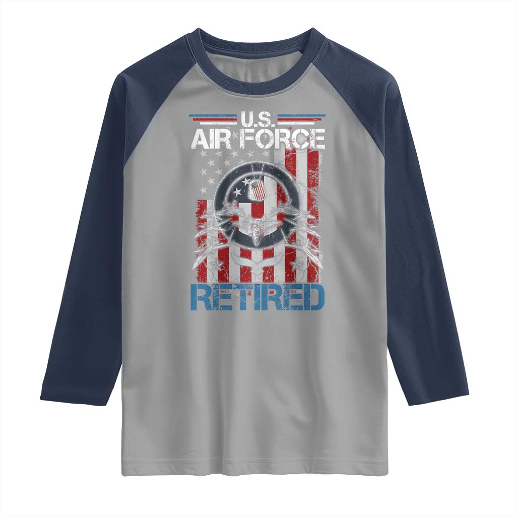 Veteran US Air Force Retired Raglan Shirt Vintage American Flag