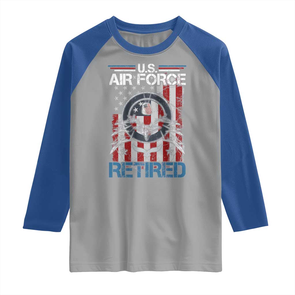 Veteran US Air Force Retired Raglan Shirt Vintage American Flag