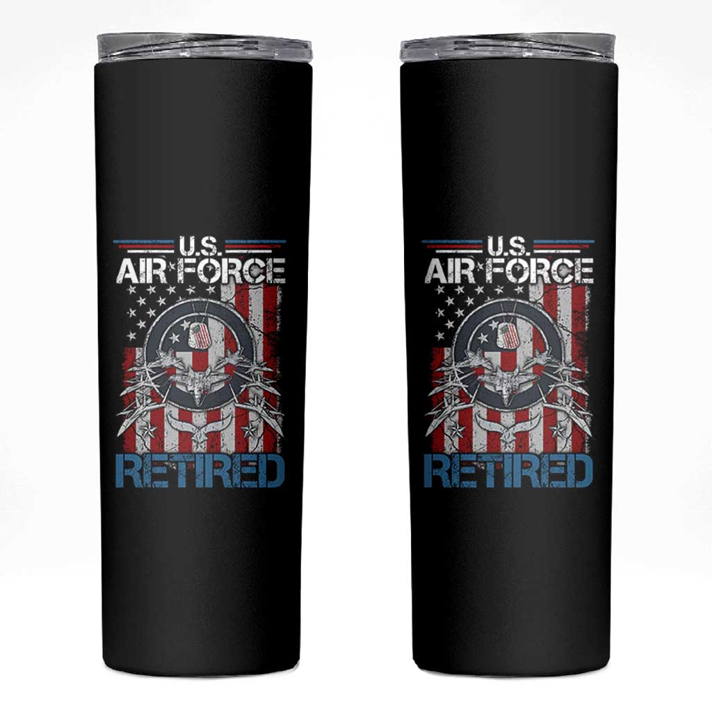 Veteran US Air Force Retired Skinny Tumbler Vintage American Flag