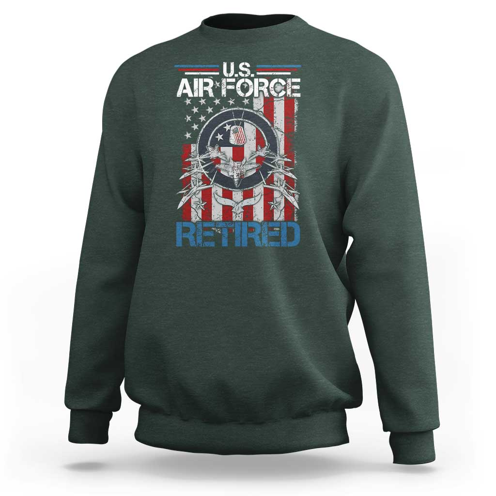 Veteran US Air Force Retired Sweatshirt Vintage American Flag