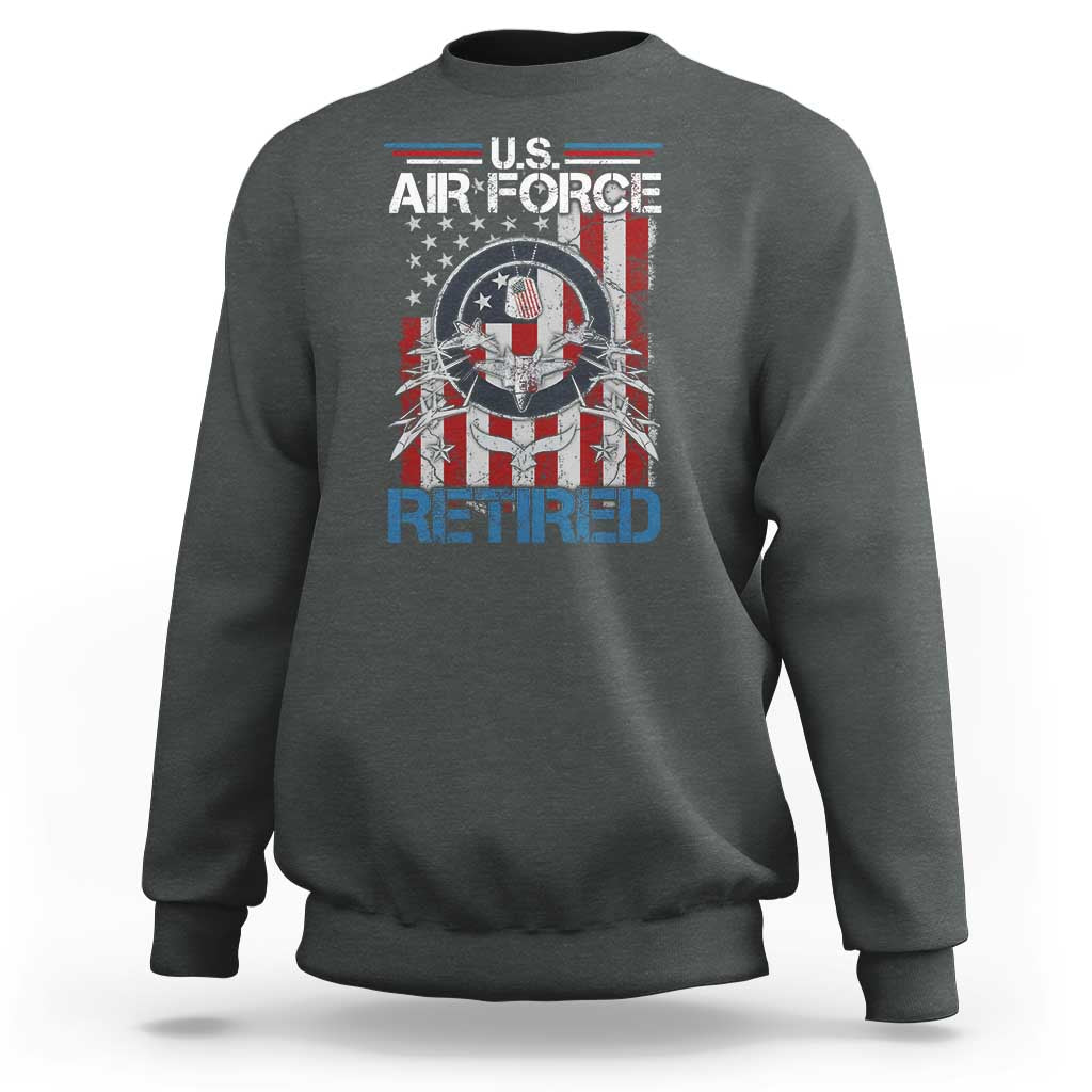 Veteran US Air Force Retired Sweatshirt Vintage American Flag