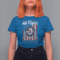 Veteran US Air Force Retired T Shirt For Women Vintage American Flag