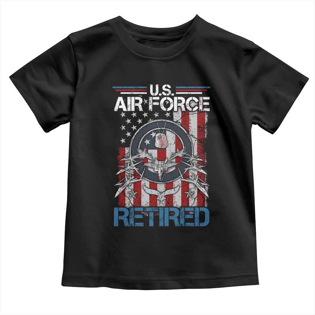 Veteran US Air Force Retired Toddler T Shirt Vintage American Flag