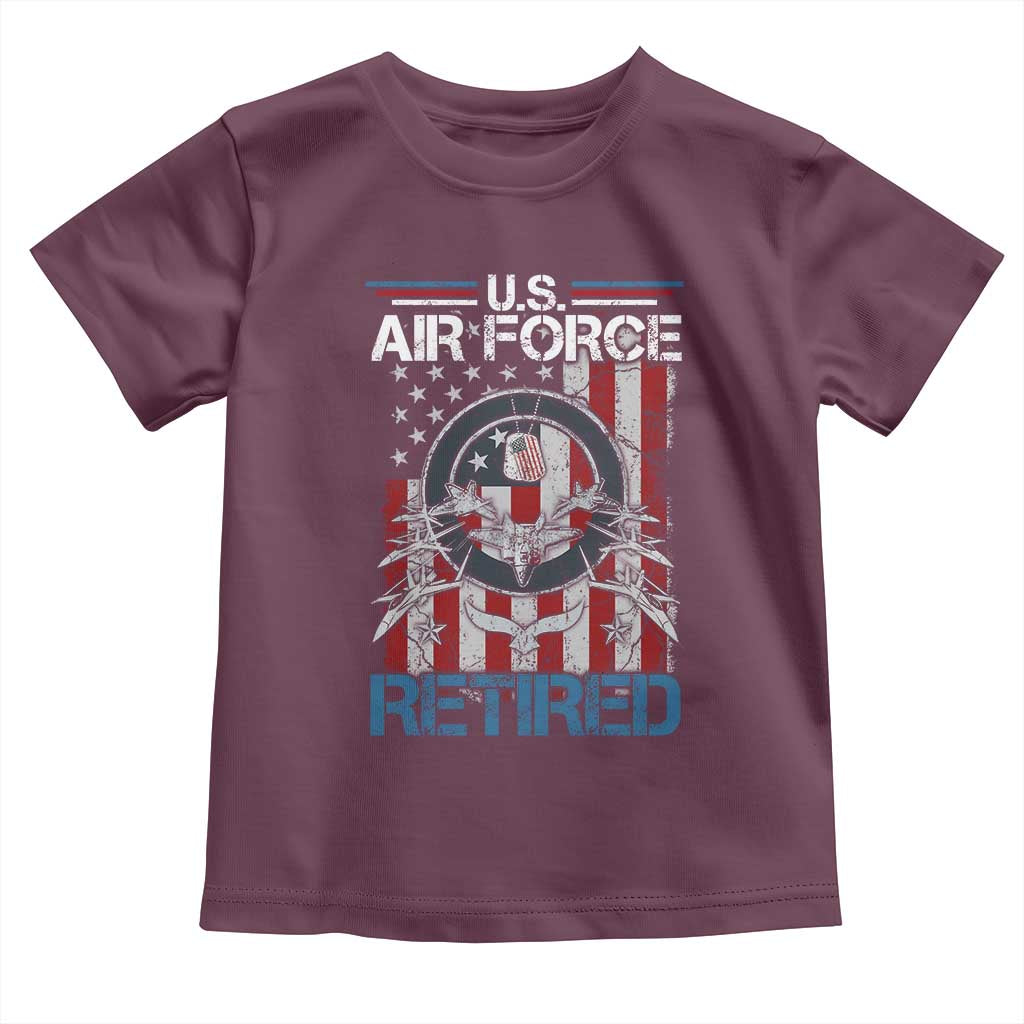 Veteran US Air Force Retired Toddler T Shirt Vintage American Flag