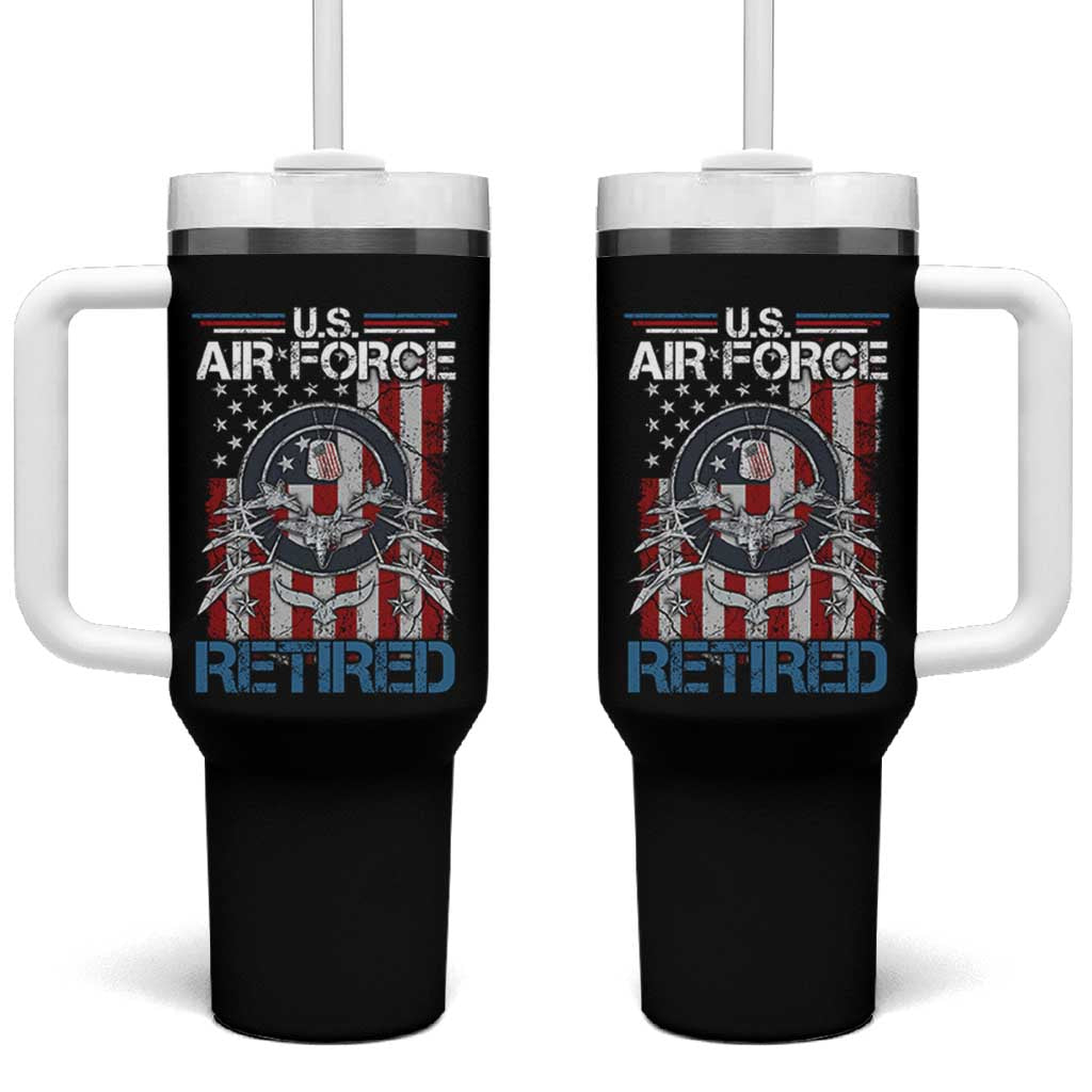 Veteran US Air Force Retired Tumbler With Handle Vintage American Flag