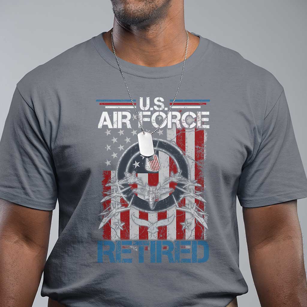 Veteran US Air Force Retired T Shirt Vintage American Flag