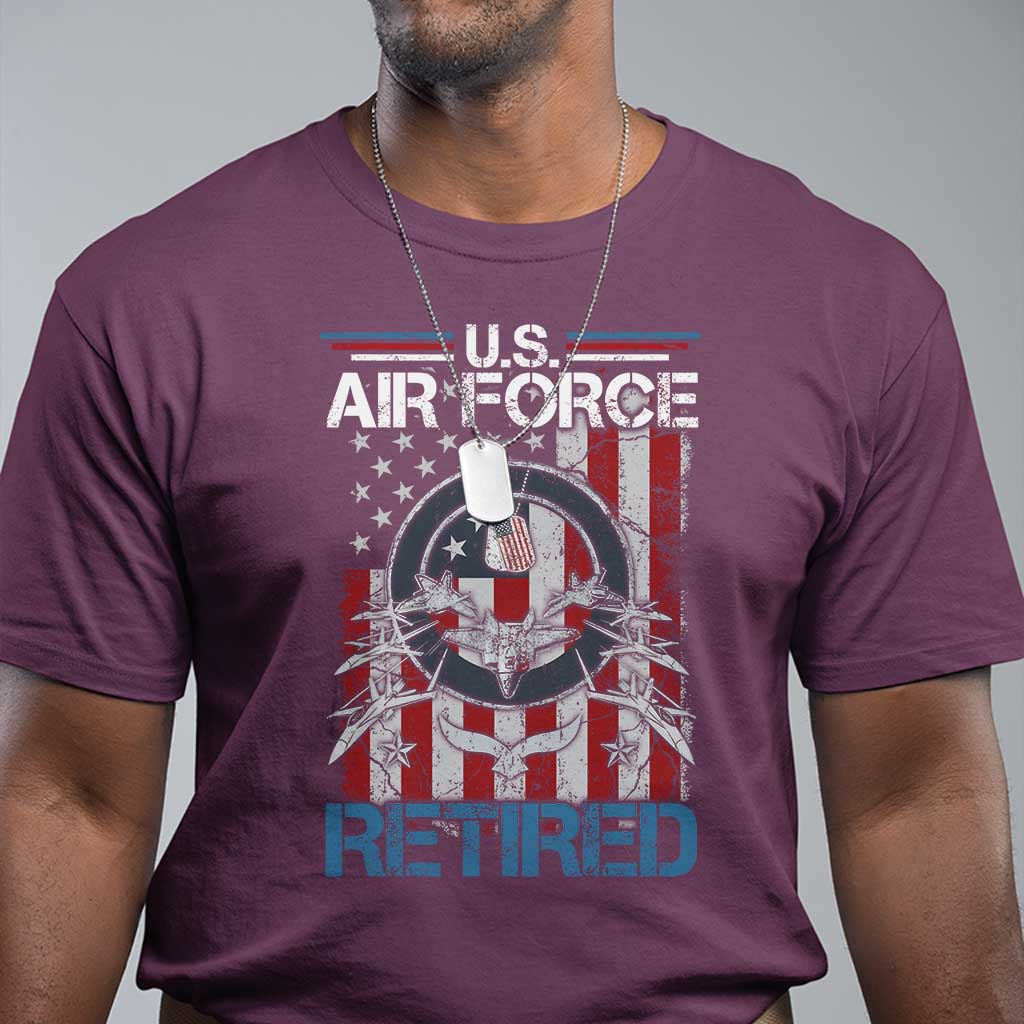 Veteran US Air Force Retired T Shirt Vintage American Flag