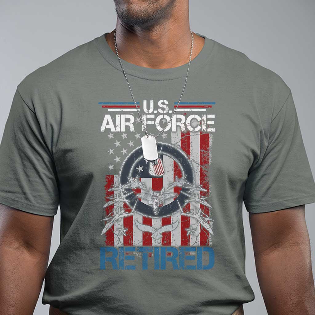Veteran US Air Force Retired T Shirt Vintage American Flag