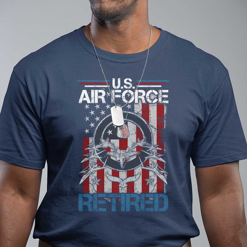 Veteran US Air Force Retired T Shirt Vintage American Flag