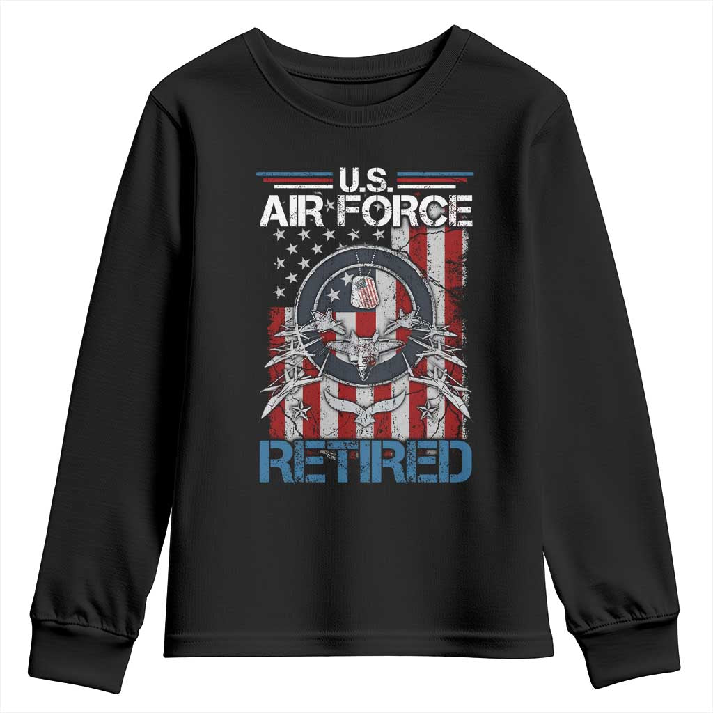 Veteran US Air Force Retired Youth Sweatshirt Vintage American Flag