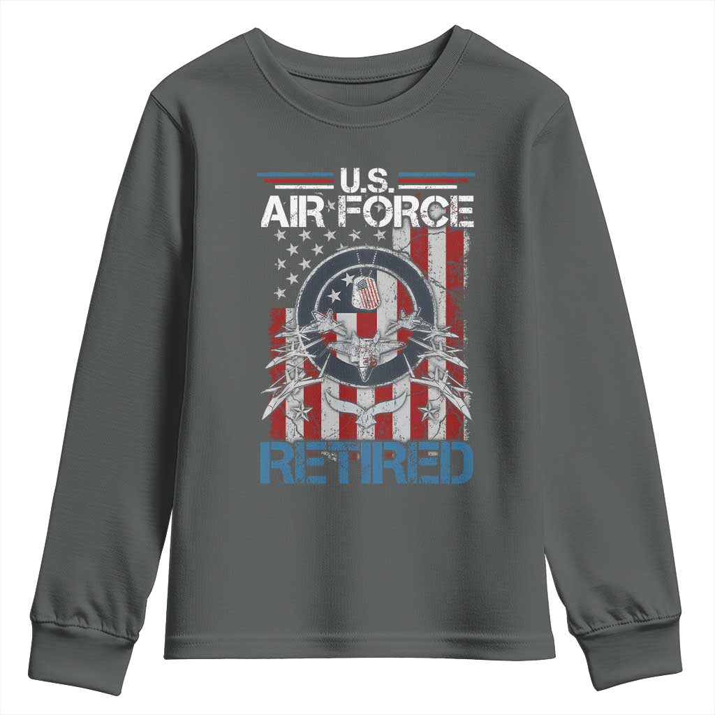 Veteran US Air Force Retired Youth Sweatshirt Vintage American Flag