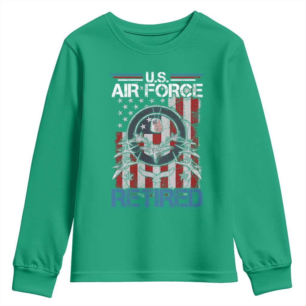Veteran US Air Force Retired Youth Sweatshirt Vintage American Flag