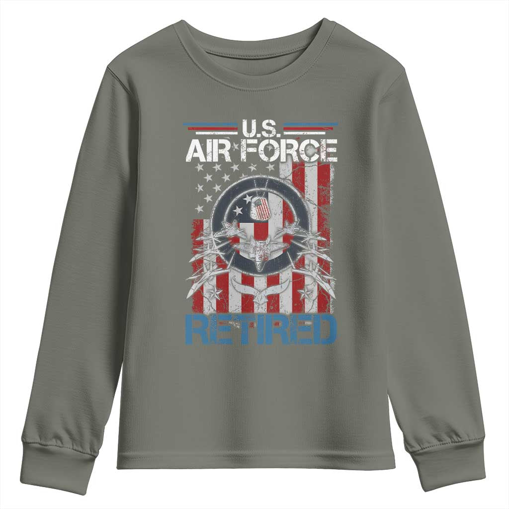 Veteran US Air Force Retired Youth Sweatshirt Vintage American Flag