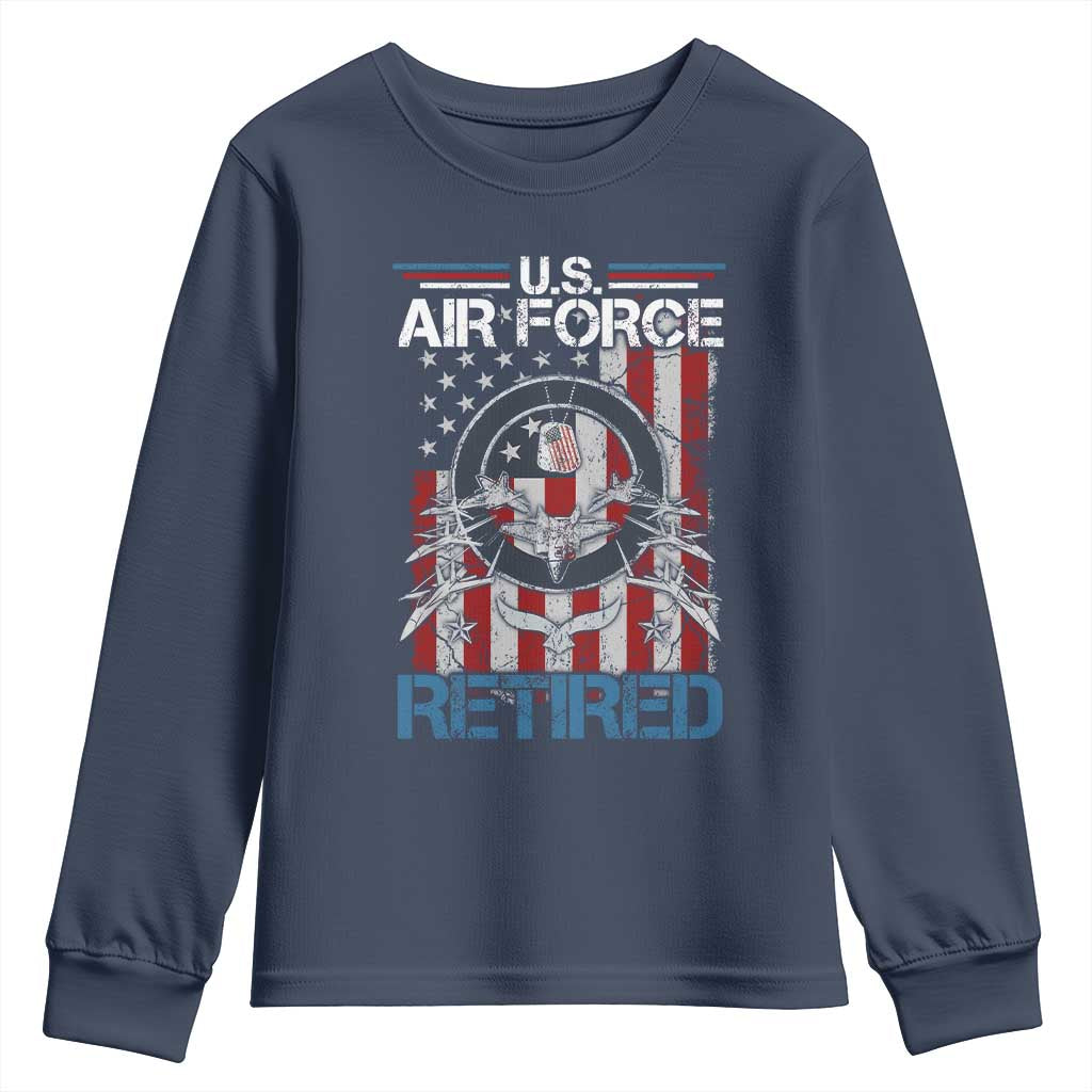 Veteran US Air Force Retired Youth Sweatshirt Vintage American Flag