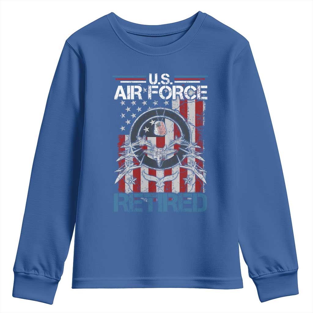 Veteran US Air Force Retired Youth Sweatshirt Vintage American Flag